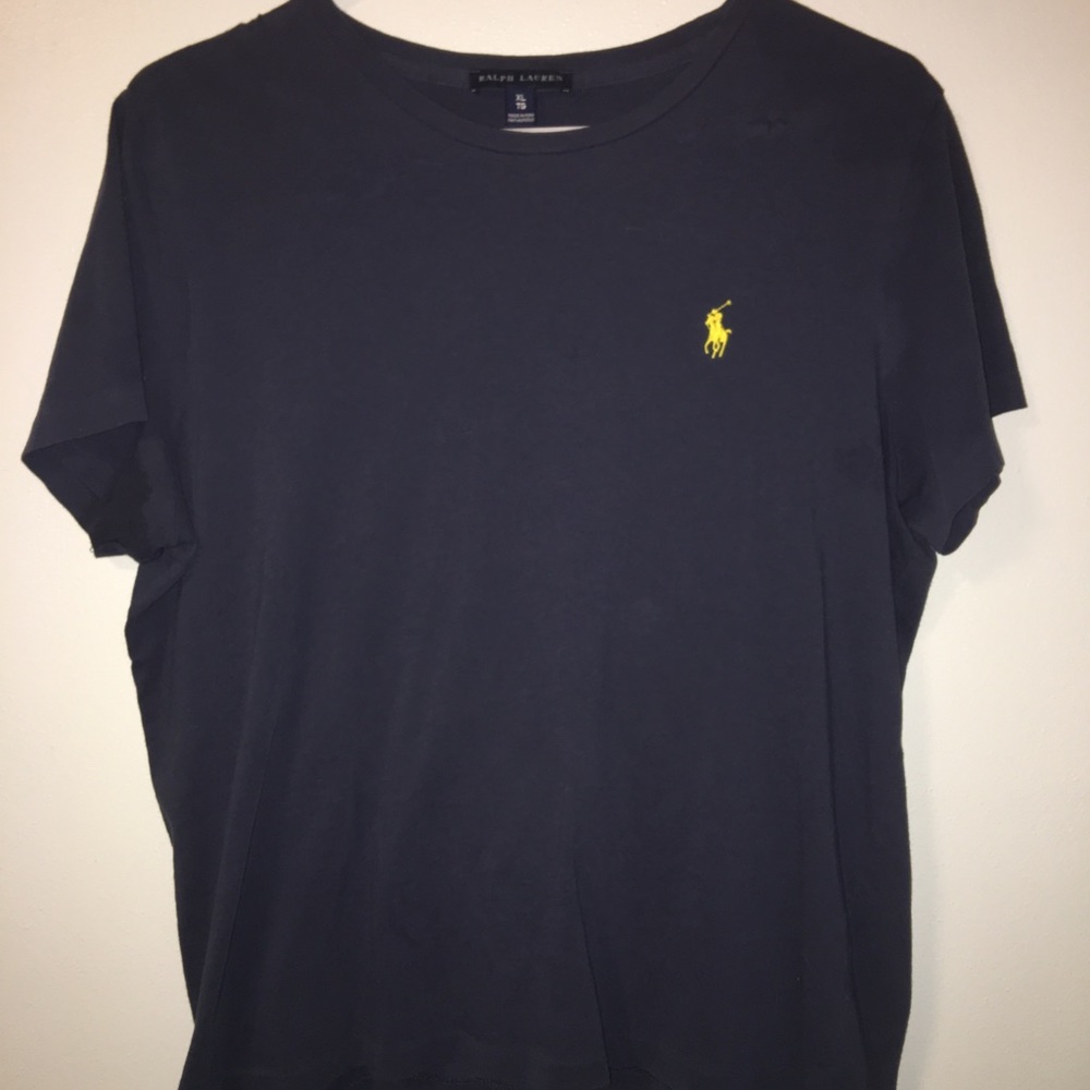navy polo shirt w/ yellow horse